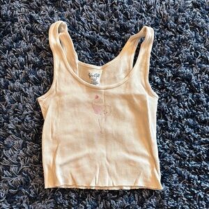 Cream Ribbed Tank Top